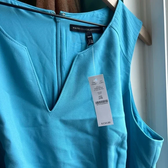 WHBM dress NWT 20W aqua teal flare sleeveless floppy hem alone dress oasis color - Picture 13 of 14